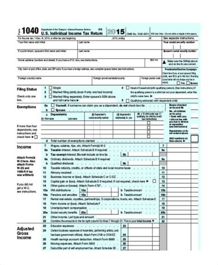 Can you print a federal tax form for 2015?