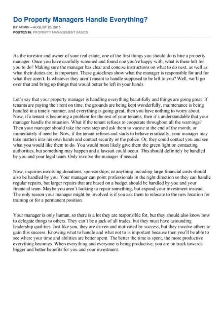 Do property managers handle everything?