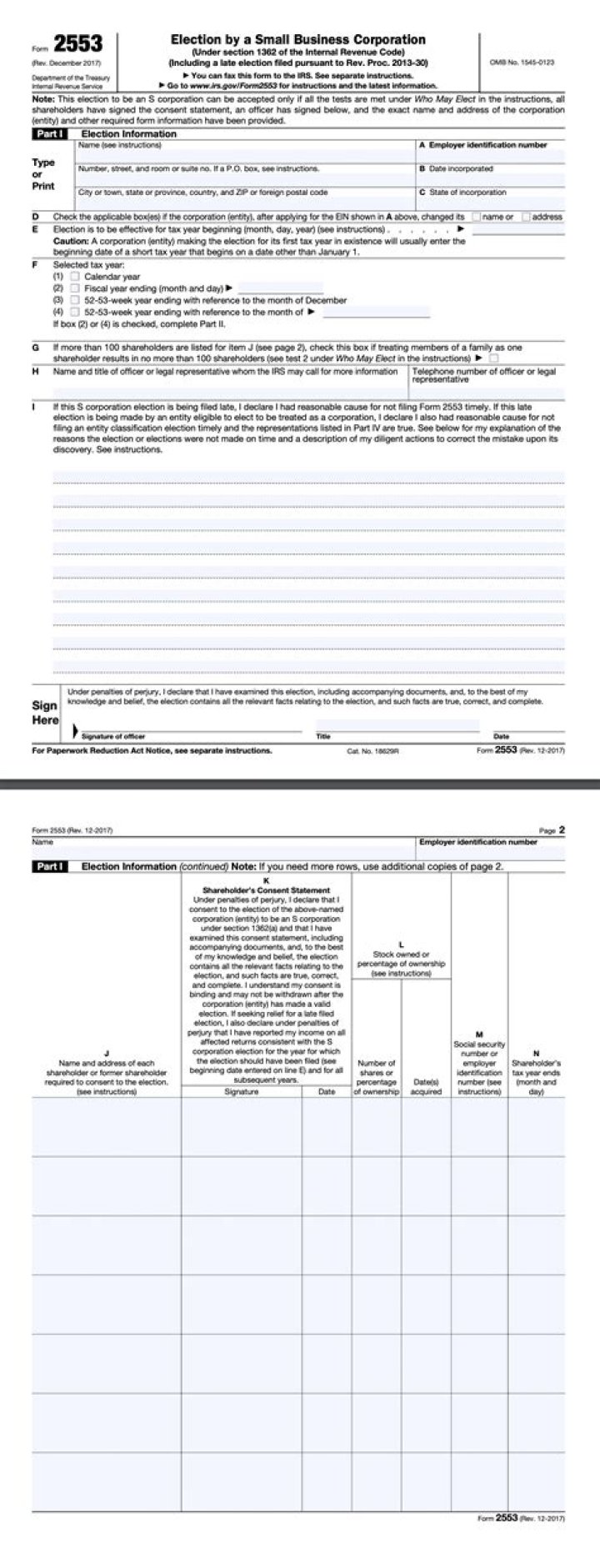 Does Form 2553 have to be filed every year?