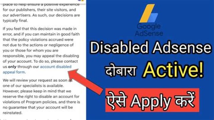 How do I get my disabled AdSense account back?