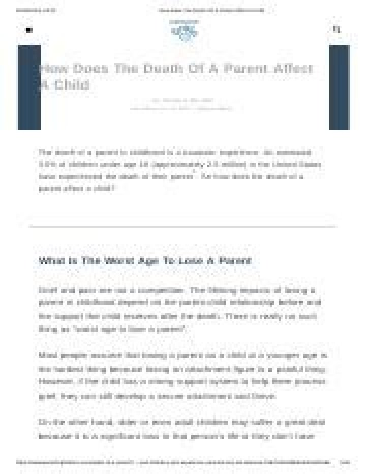 How does the death of a father affect a child?