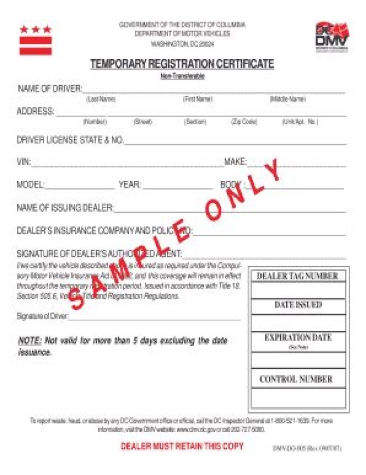 How long is temporary registration valid in NY?