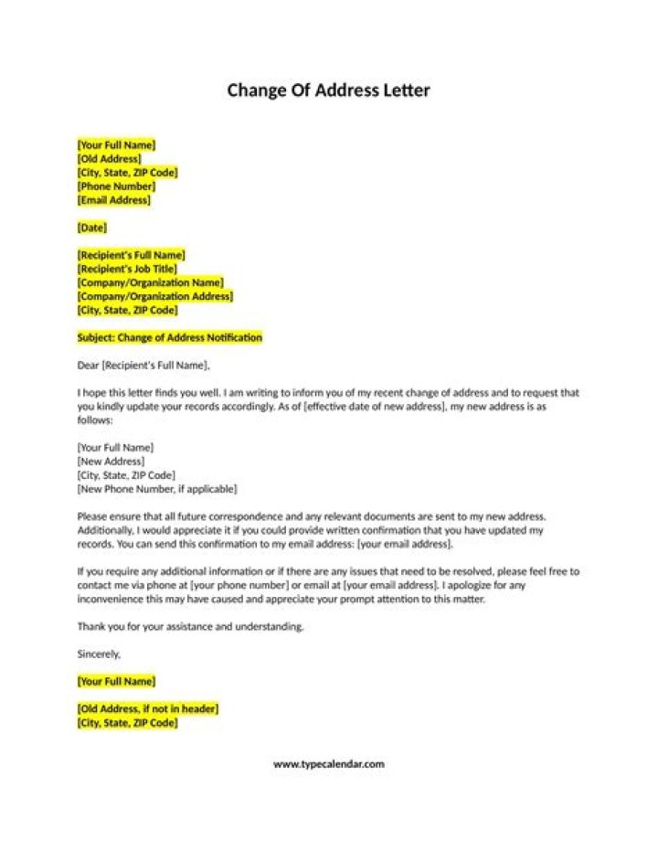 In what order should I change my address?