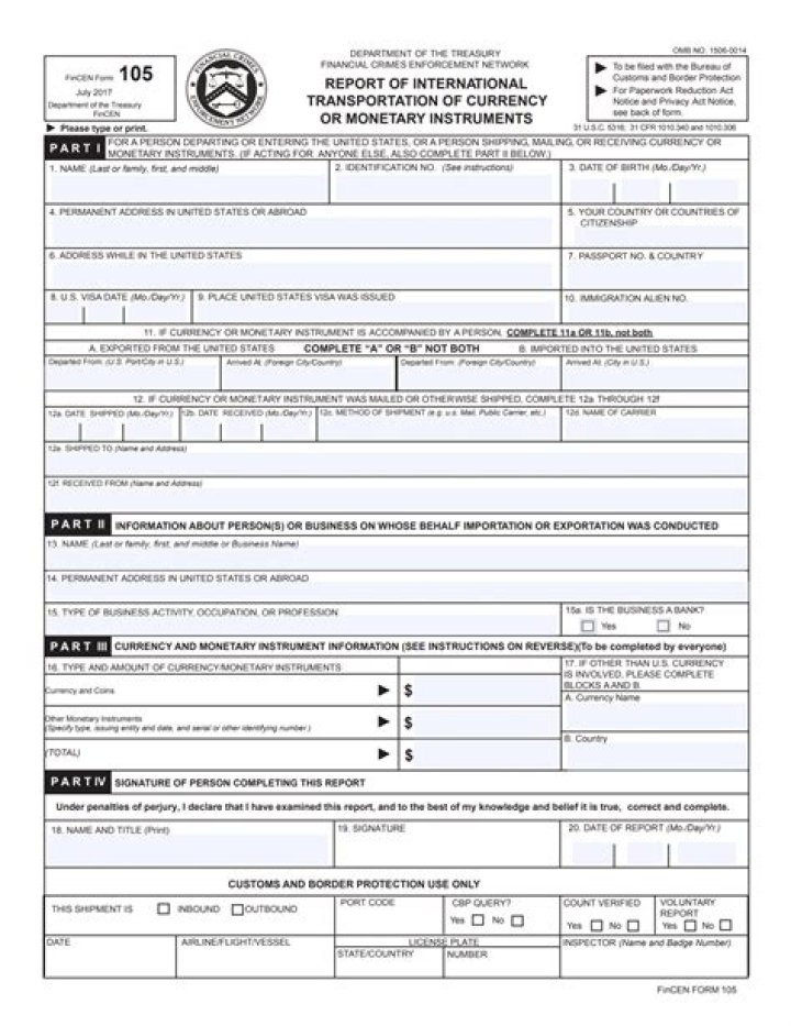 Is FinCEN form 105 reported to IRS?