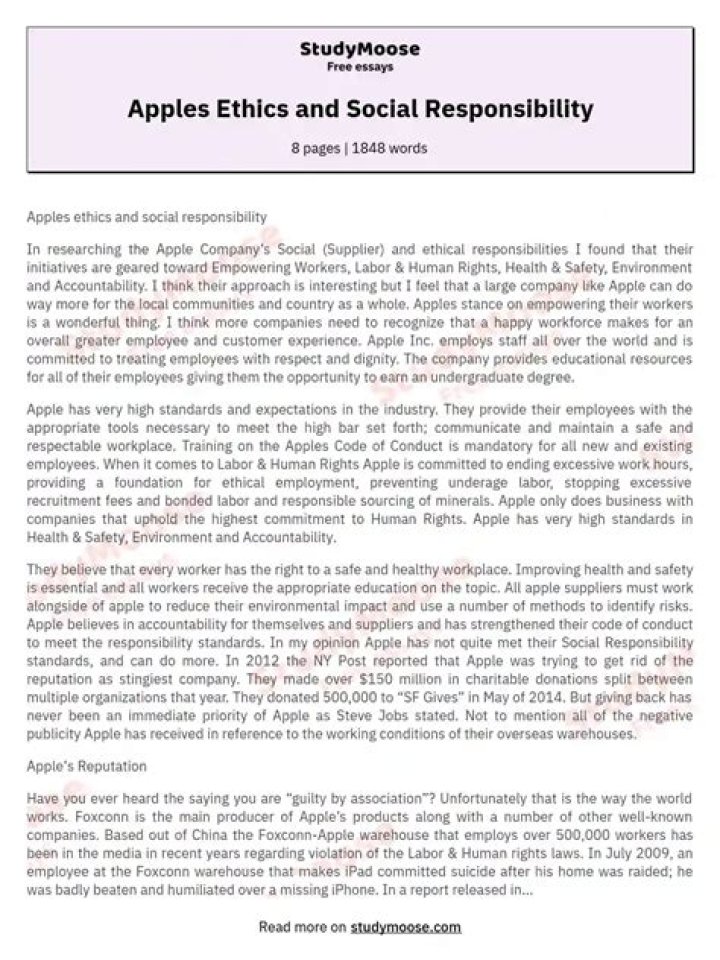 What are apples ethics?