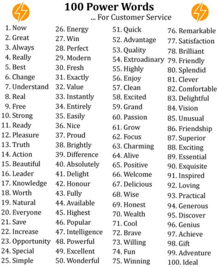 What are power words in customer service?