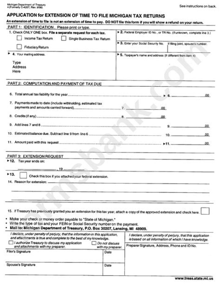 What are the forms for extension of time to file taxes?