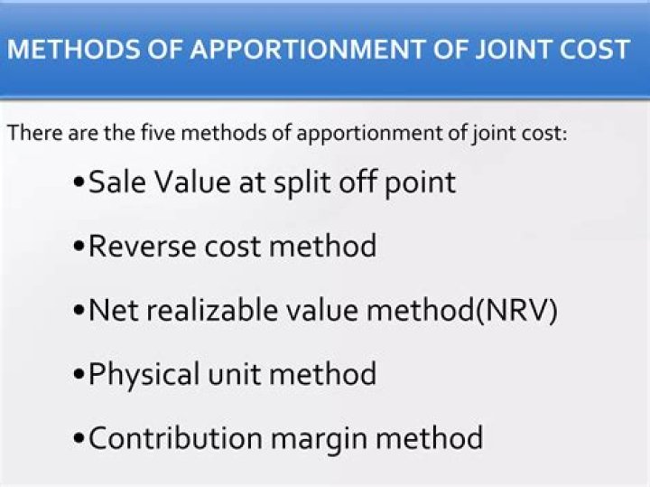 What are the method for apportionment of joint costs to joint product?