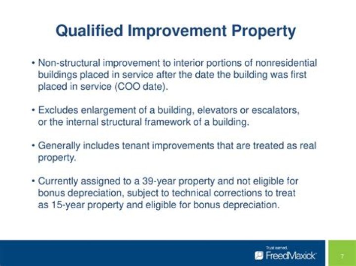 What falls under qualified improvement property?