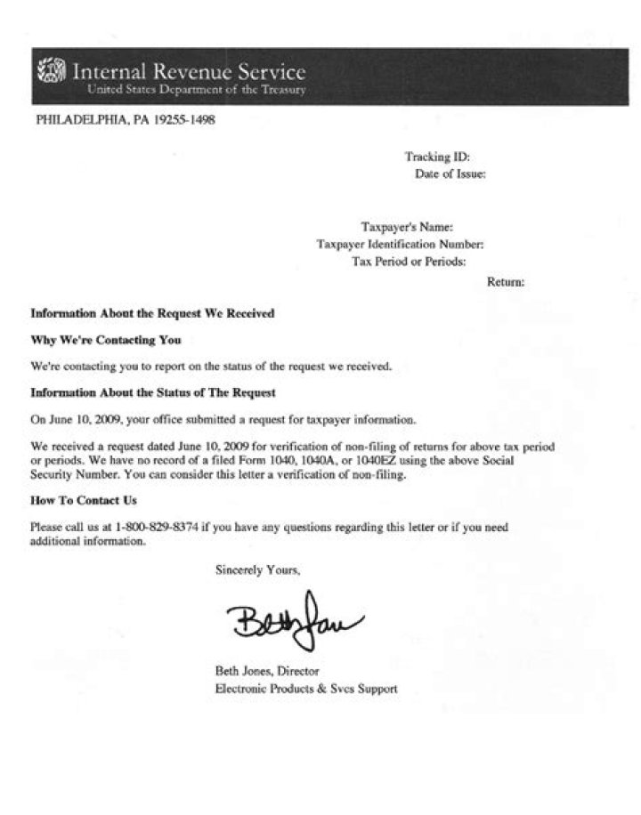 What is a letter of non-filing?