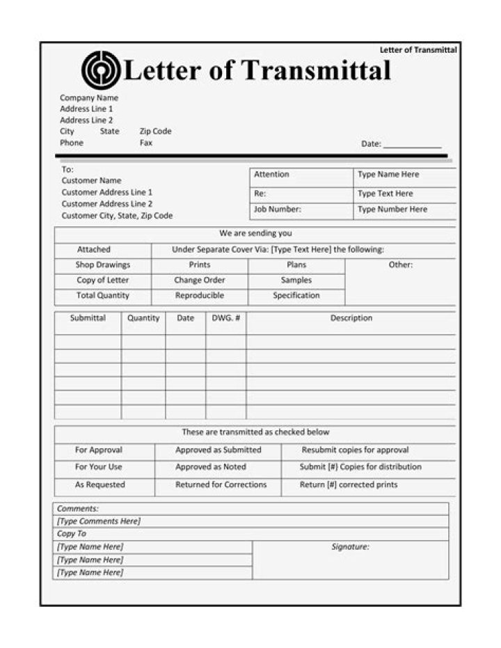 What is a letter of transmittal used for?