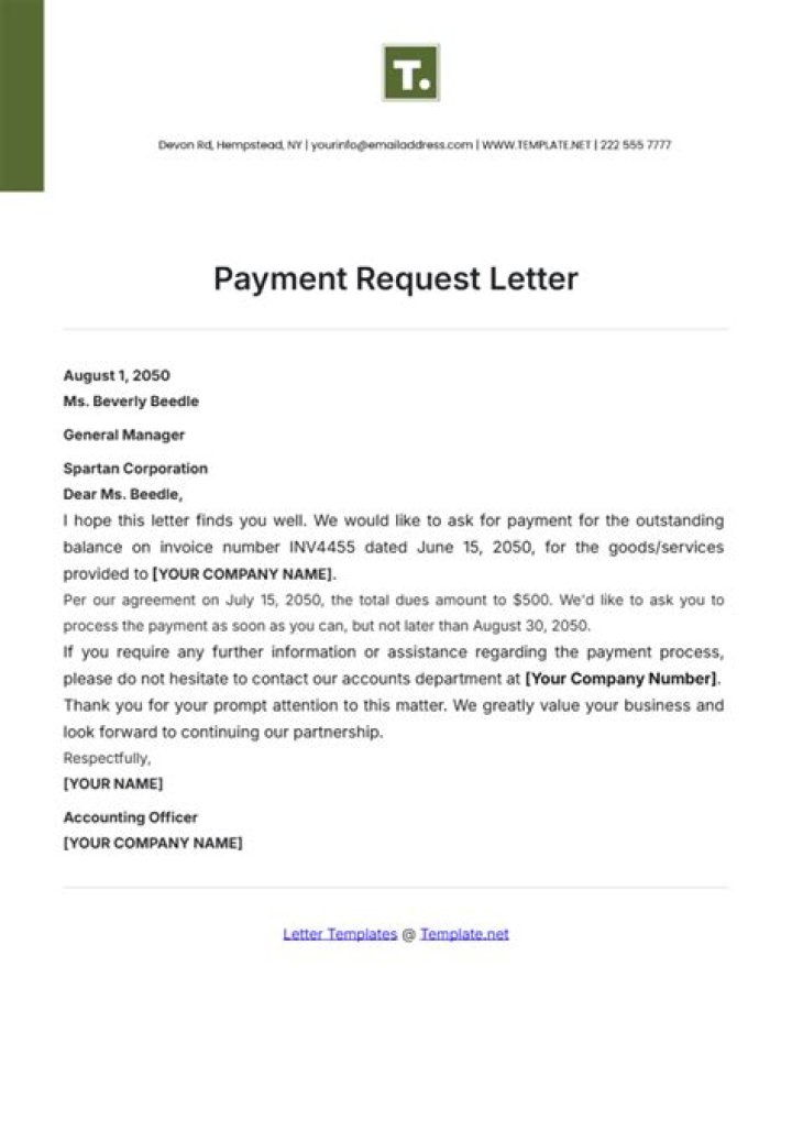 What is a payment request letter?