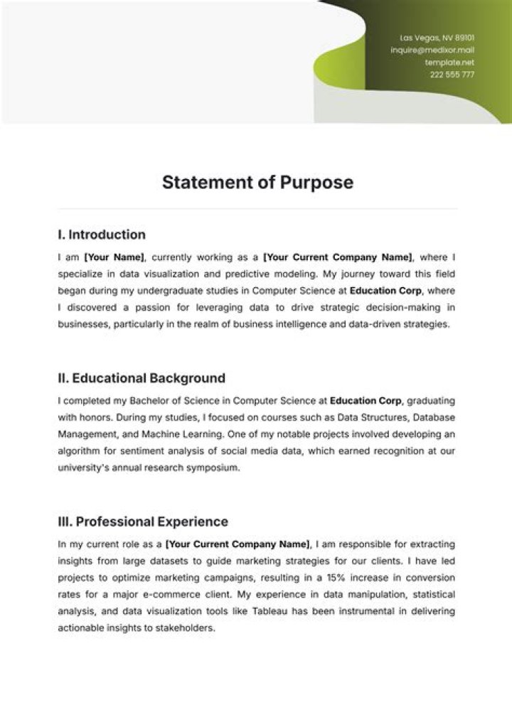 What is a purpose statement examples?
