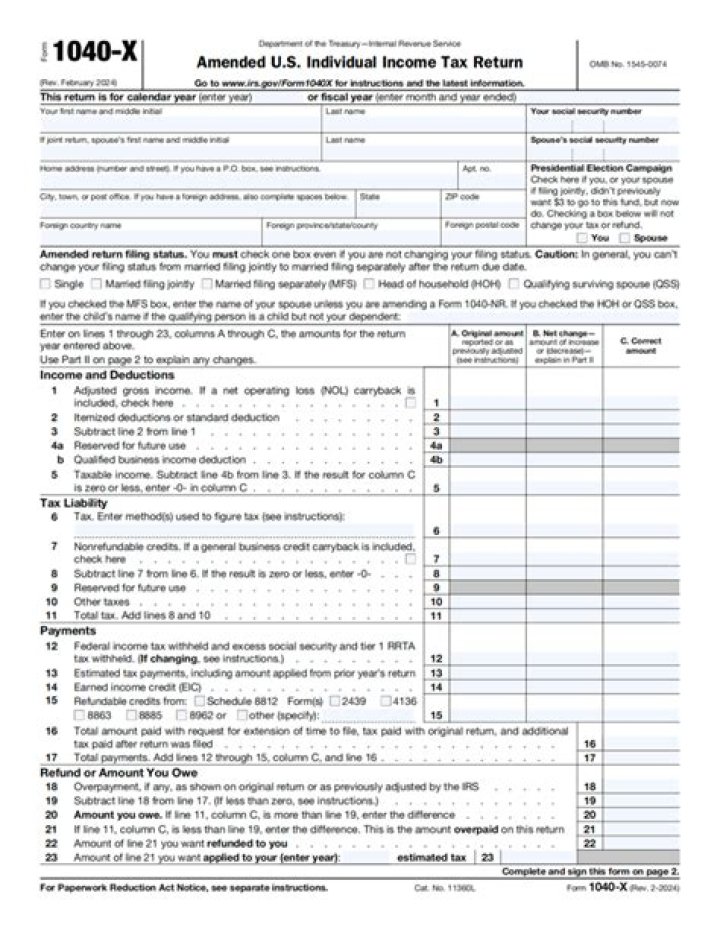 What is Form 1040-x used for?