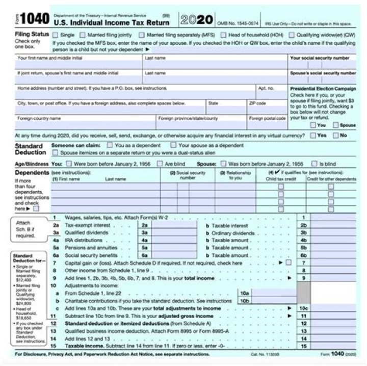 What is the IRS Form 1040 for 2020?