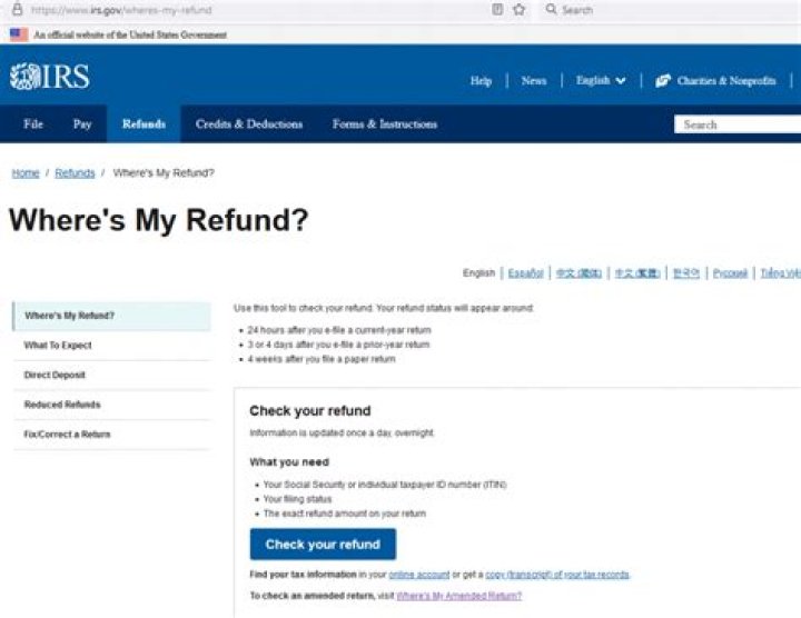 What is the website to check your refund?