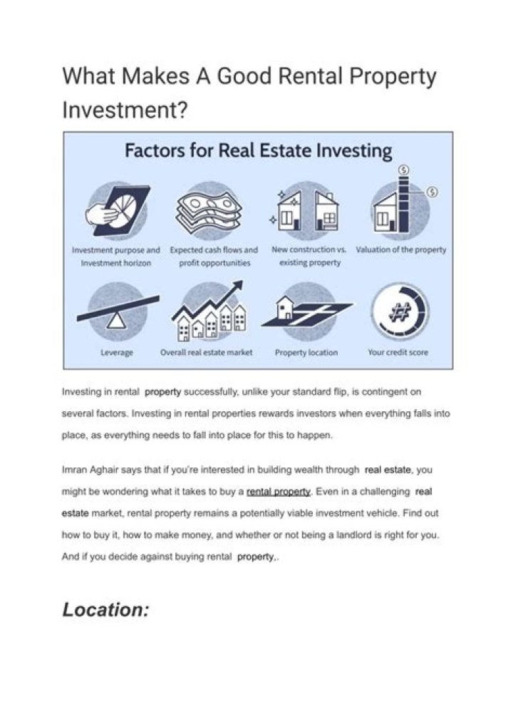 What makes a rental property a good investment?