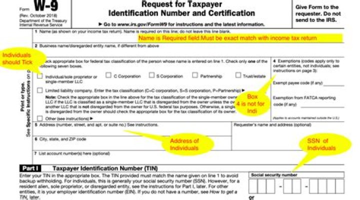 What needs to be filled out on a W9?