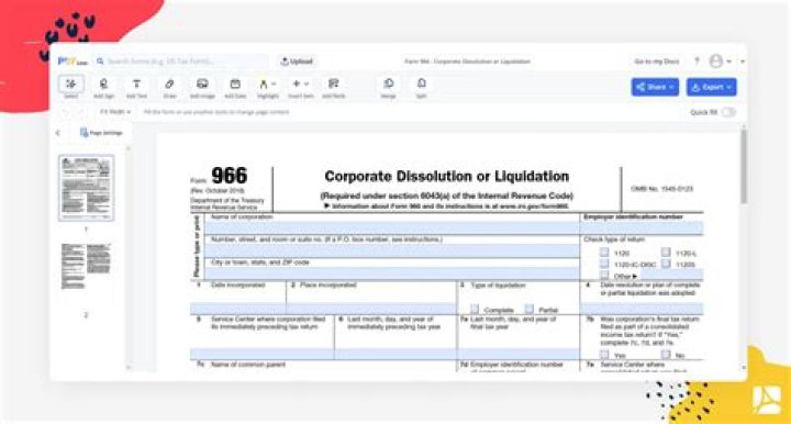 When to file Form 966 for corporate dissolution?