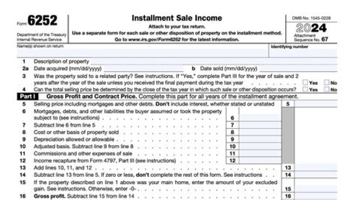 When to use Form 6252, Installment Sale Income?
