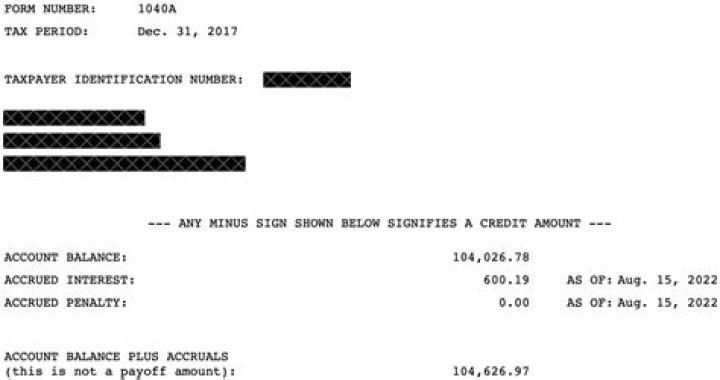 Where does the amount owed appear on a 1040?