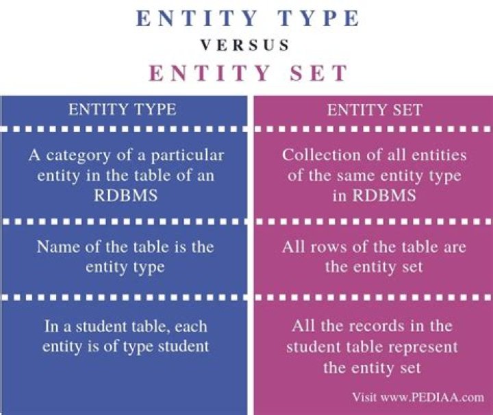 Which is an entity, entity type and entity set?
